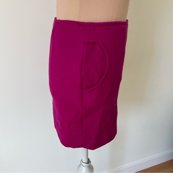 Diane Von Furstenberg Katinko Fuchsia Pink Pockets Wool Mini Skirt EUC Size 0 - Picture 4 of 6
